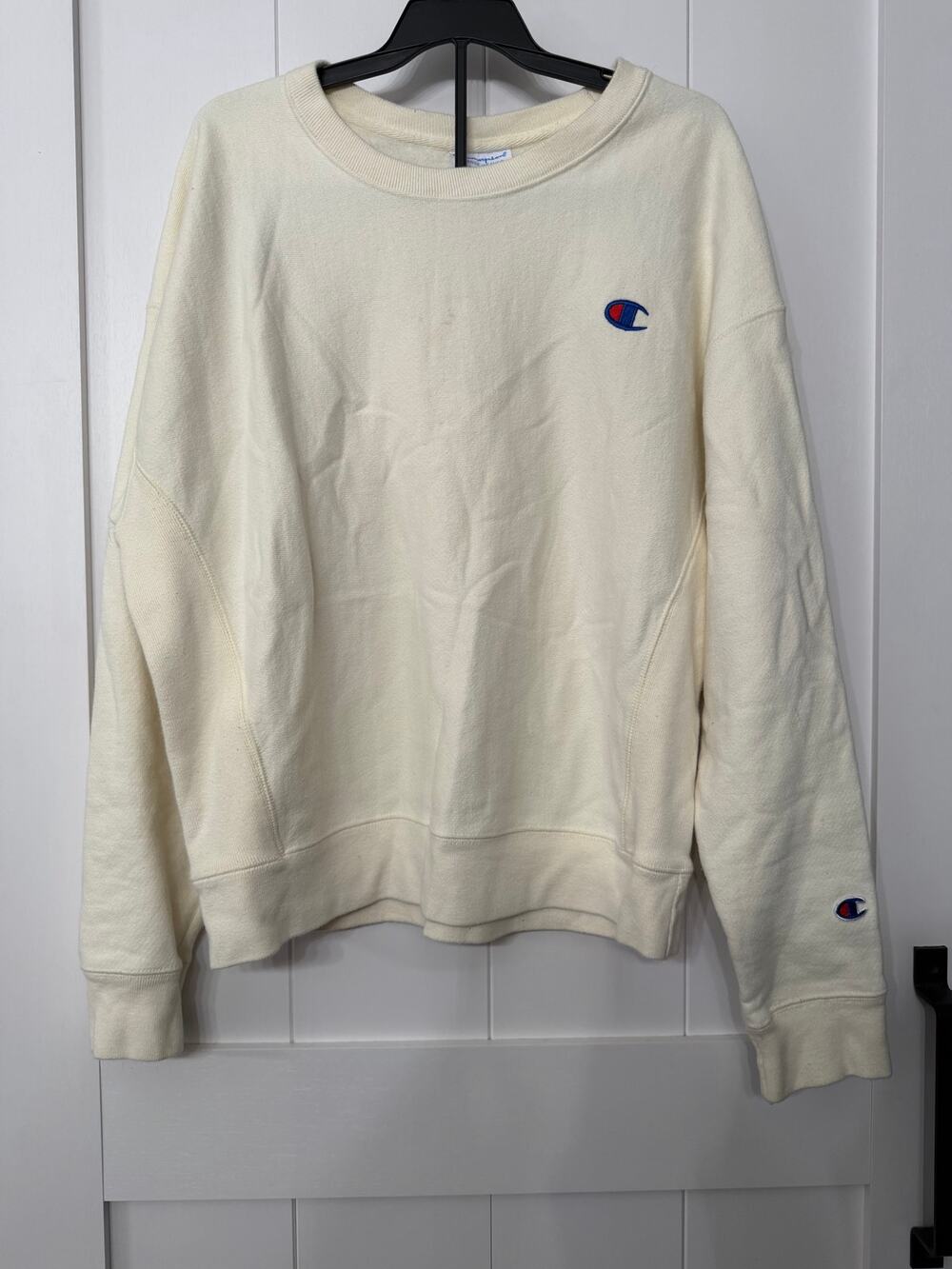 Champion Reverse Weave crewneck VINTAGE sweatshirt in cream size Large EUC VTG